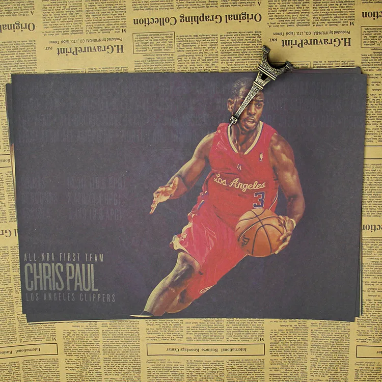 Chris Paul poster NBA retro dorm room bedroom boutique stickers kraft