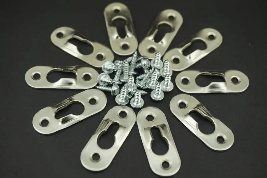 10PCS/Lot STAINLESS STEEL KEYHOLE PICTURE FRAME HANGER w/ Screwsin
