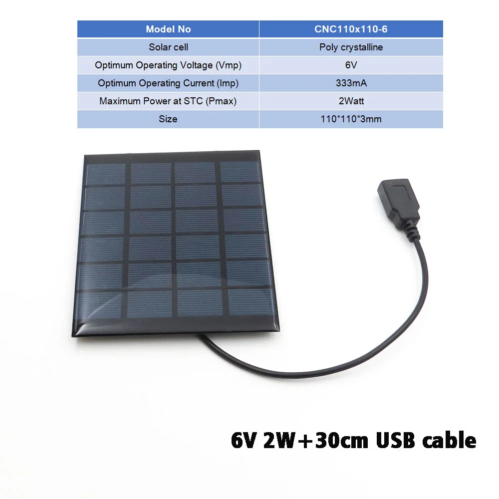 6VDC 2 3 4,5 6 Вт Панели солнечные Зарядное устройство Bluetooth динамик Powebank цифровая камера 5V напряжение на выходе USB Панели солнечные 6V