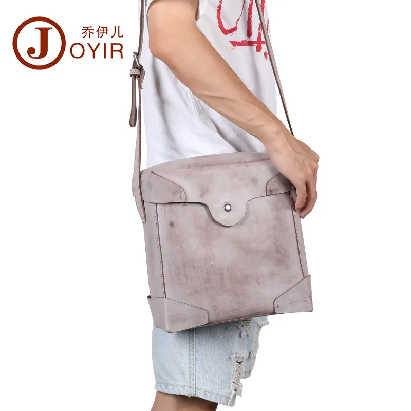 

Joyir fashion Korean men shoulder bag genuine leather vintage solid color man messenger bag leisure wearproof crossbody bags