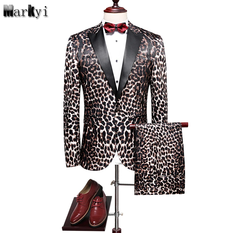 MarKyi 2018 new arrival leopard print tuxedo mens dress suits plus size ...