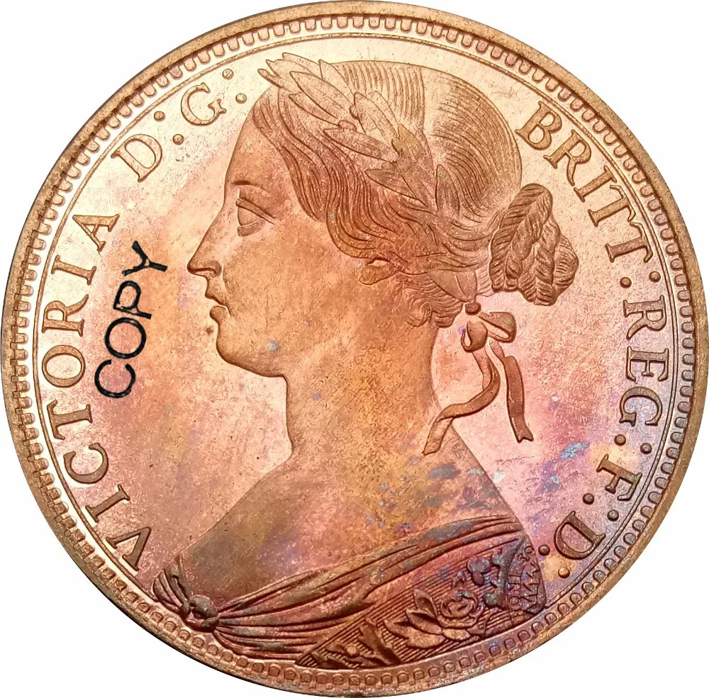 

Great Britain Victoria 1873 One Penny Red Copper Copy Coin