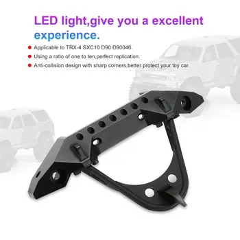 

1/10 Vehicle Mould Fitting Stainless Steel Anti-collision Sharp Corners Bumper With LED Light For TRX-4 SXC10 D90 D90046 rc part