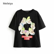2019 Summer Simple Women's Seven Dwarfs Print Short Sleeved O-Neck Tops Graphic Tees Woman Black 2019 Summer Simple Women's Seven Dwarfs Print Short Sleeved O-Neck Tops Graphic Tees Woman Black