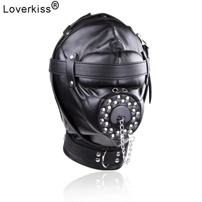 Loverkiss Fetish Bondage Hood Open Mouth Sex Slave Gag Mask BDSM Hood Bondage Restraints Erotic Sex Toys For Couples,Adult Game adult sex products bondage restraints 10 pieces set sex toys for couples handcuffs whip gag for adult slave game erotic toys