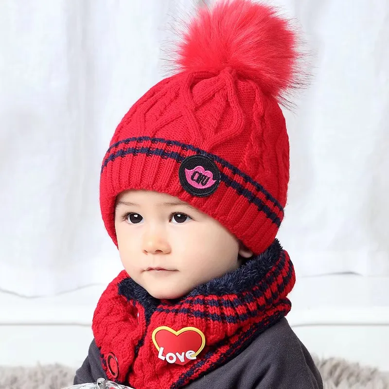 Милые детские шапки, шарф, детские зимние шапки для девочек и мальчиков, детские вязаные теплые шапки, комплект шарфов, детский чепчик, милая шапка