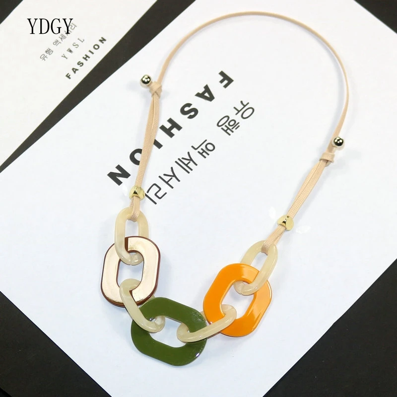 

YDGY Xia New Geometric Colour Colouring Resin Adjustable Decorative Necklace Woman Clavicle Chain Wholesale