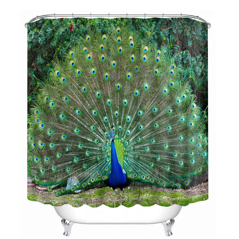 

3D Beautiful Peacock Pattern Shower Curtains Nature View Bathroom Curtain Waterproof Thickened Bath Curtain Customizable