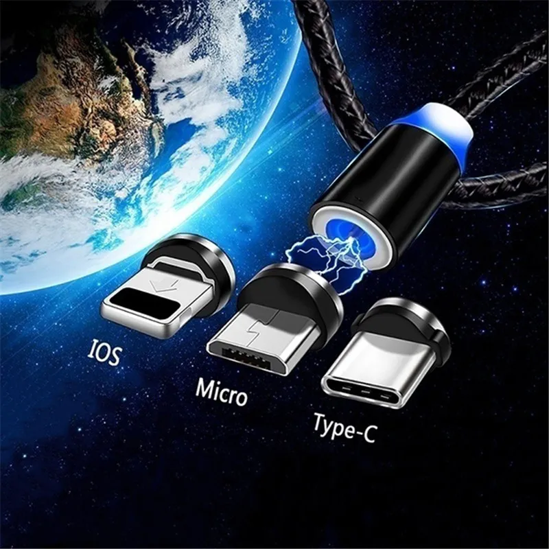 Светодиодный магнитный кабель usb для зарядки iPhone x xs xr 6 6s 7 8 Micro type C зарядное