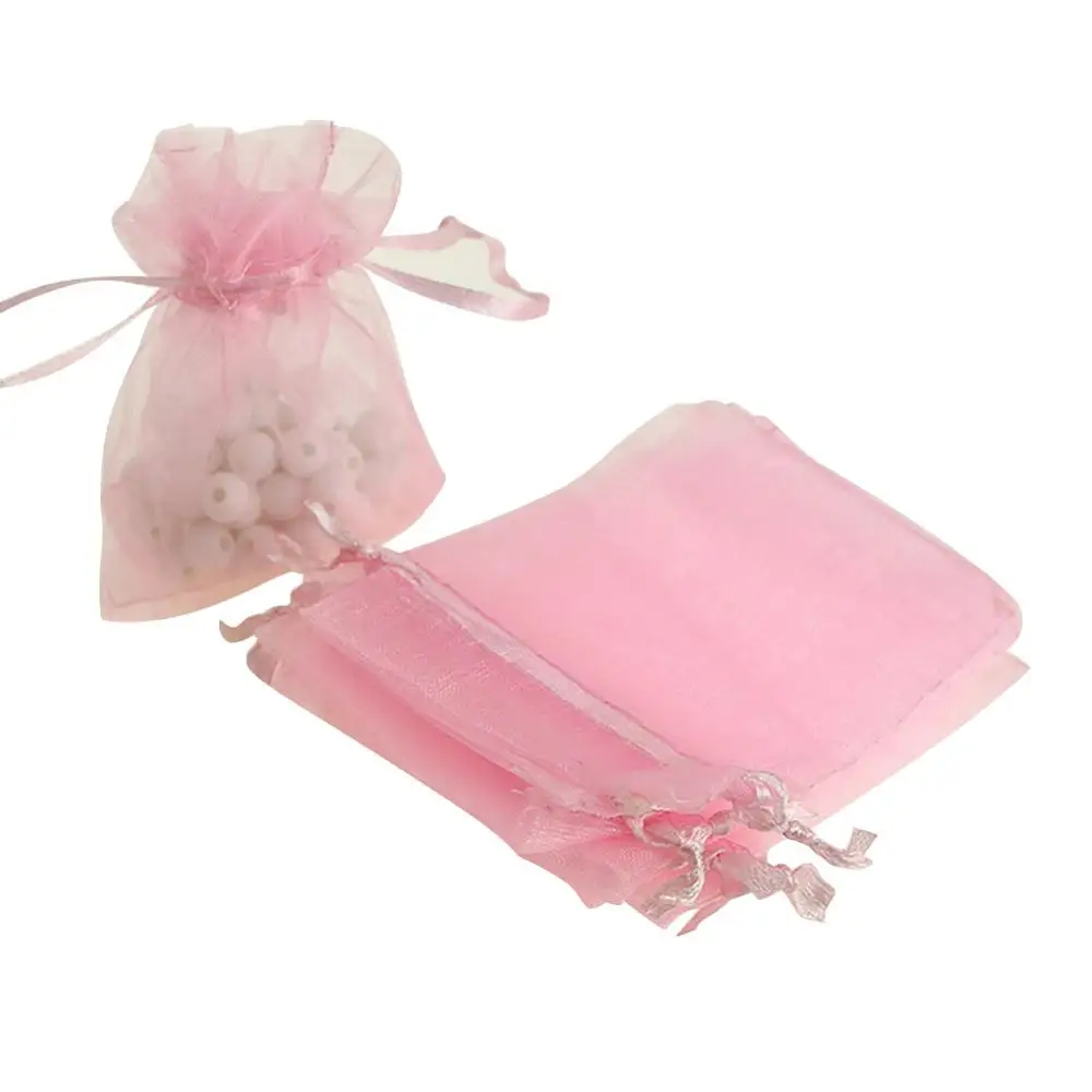 1 шт. сумки из органзы 7x9 см, свадебные мешки, упаковка ювелирных изделий, милый Подарочный пакет, 100 шт./партия, хит - Цвет: Розовый