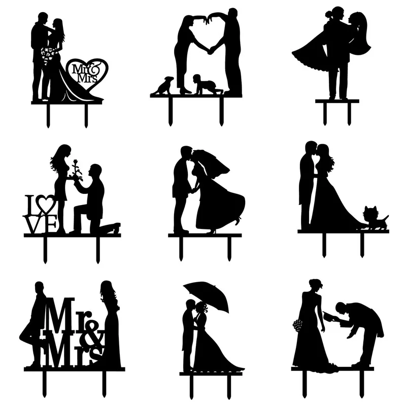 Женская надпись Love Heart Rose Mr & Mrs флаг для торта невесты жениха с котом топ свадьбы
