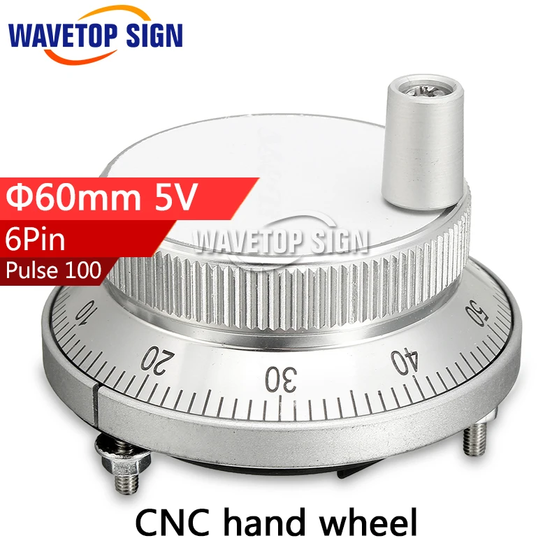 Baratos Envío Gratis CNC impulsos volante 5 V 6pin pulso 100 generador de impulsos Manual de la mano de la rueda de la máquina CNC 60mm codificador rotatorio