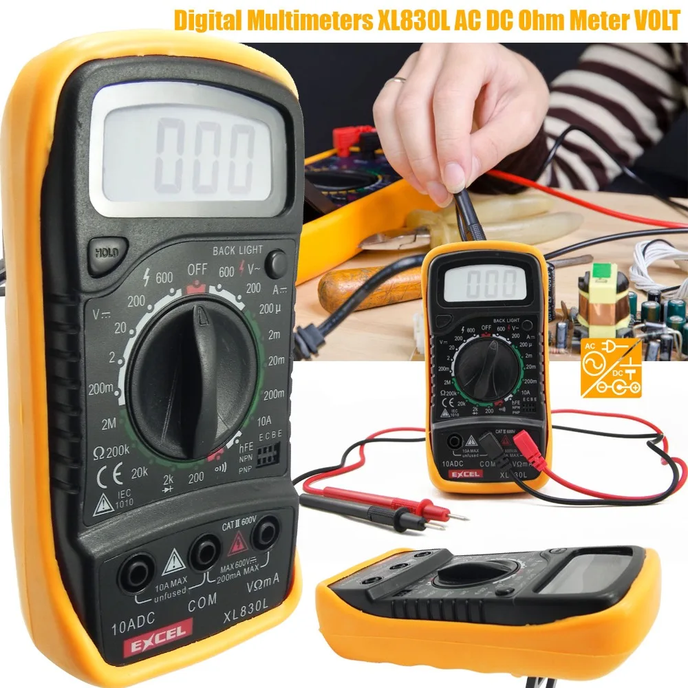 1PCS XL830L LCD Digital Multimeter Current Voltage Resistance Transistor hFE Multimetro multitester medidor dijital multimetre