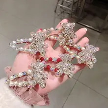 Для женщин девочек милый медведь Утконос заколка для волос блеск горный хрусталь искусственный жемчуг звезда ювелирные Заколки Роскошные вечерние головные уборы