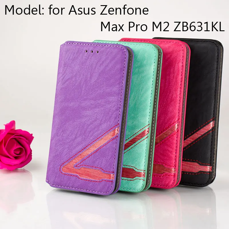 L образный кожаный чехол для Asus Zenfone Max Pro M2 ZB631KL дизайнерский бумажник чехлы ASUS без