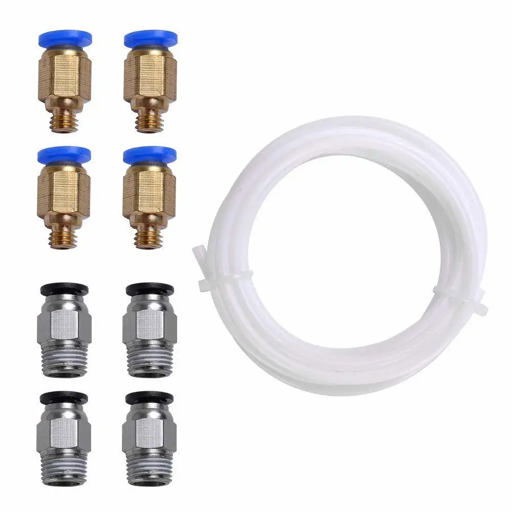 Best 2M 2*4 teflon tube+ 4 pcs Pc4 m6 Quick Fitting + 4 Pcs Pc4 m10 Straight Pneumatic Fitting Push To Connect For 3d Printer 1.75mm