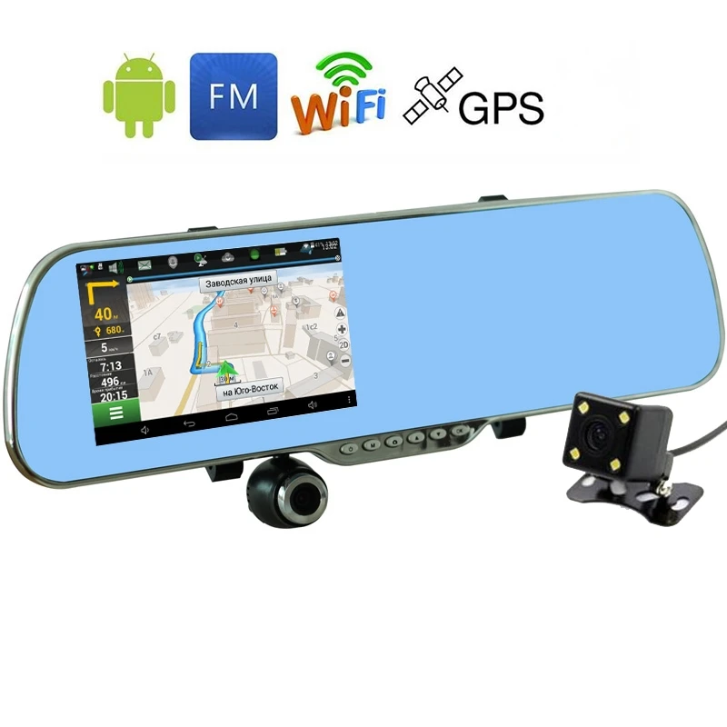 5 0 inch android touch rearview mirror car font b camera b font wifi gps navigator