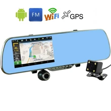 5.0 дюймов android сенсорный зеркало заднего вида автомобиля камера wi-fi gps навигатор full hd 1080 P автомобильный видеорегистратор с двумя объективами парковка видео рекордер