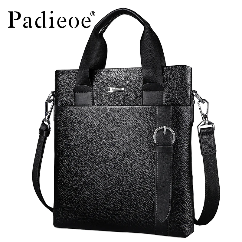 Padieoe Fashion Business Men Office Bags Genuine Leather Men Briefcase