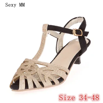 

Summer Low High Heels Gladiator Sandals Women Pumps High Heel Shoes Stiletto Woman Plus Size 34 - 40 41 42 43 44 45 46 47 48