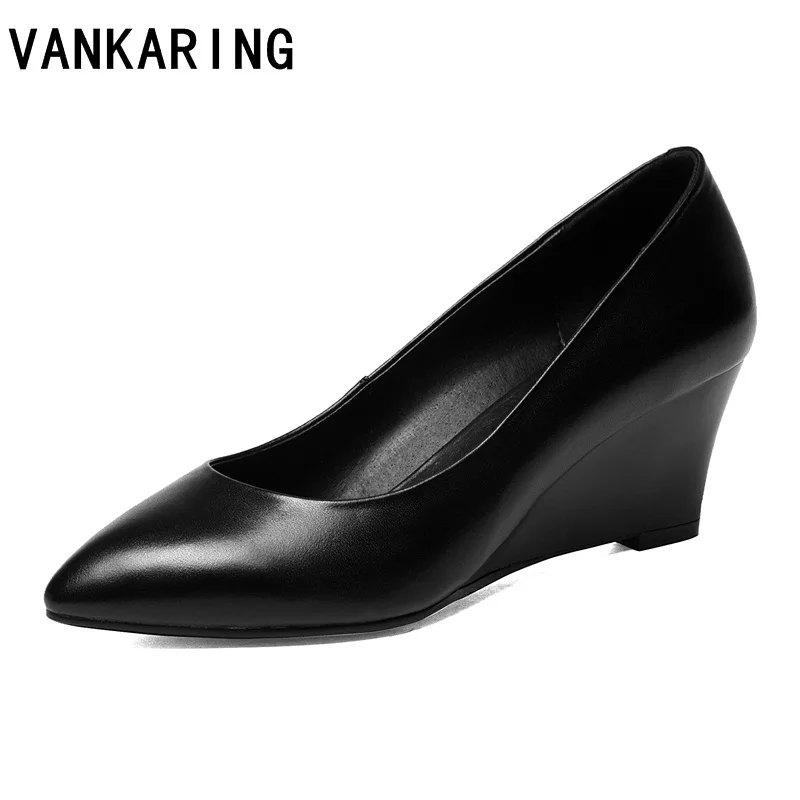 new spring autumn office lady shoes woman wedges pumps high heels black dress shoes women boat shoes ladies basic leather pumps