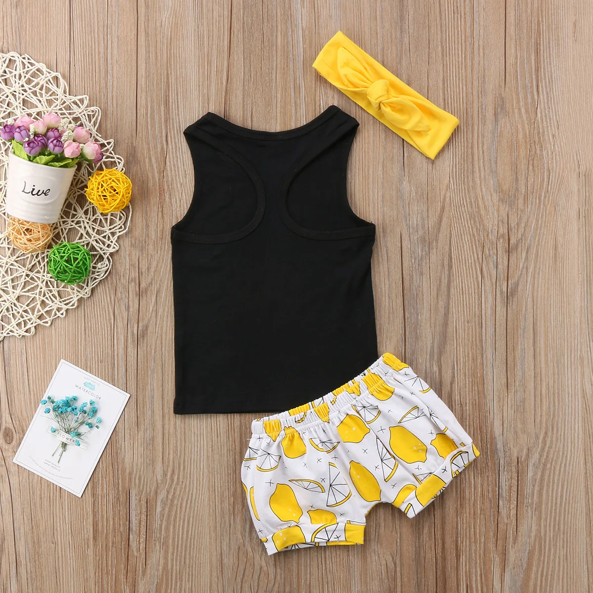 Комплект летней одежды с рисунком лимона для новорожденных; модная верхняя одежда для маленьких девочек; костюм; футболка+ штаны; костюм; Bebes; одежда