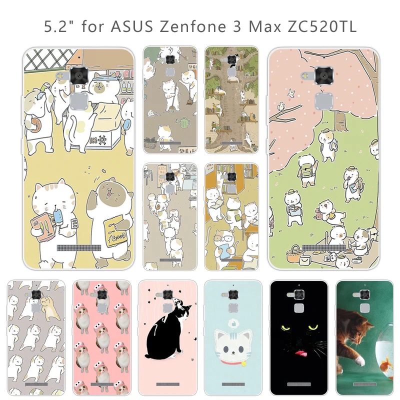ТПУ чехол для Asus Zenfone 3 Max ZC520TL Мягкие силиконовые чехлы телефонов CuteCat 5 2 &quotFundas |