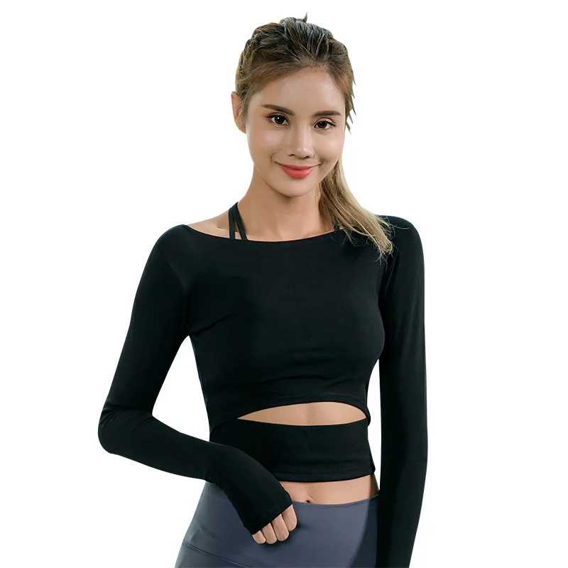 long sleeve yoga crop top