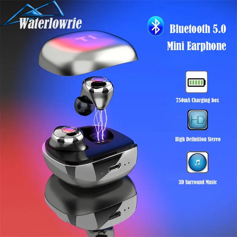

Bluetooth 5.0 Earphones Waterproof IPX5 Wireless TWS 3D stereo Earbuds with microphone FOR IOS & Android Mobile Sports earphones