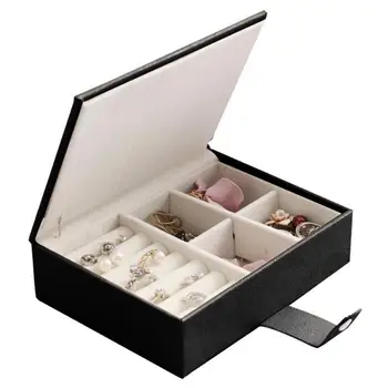 

PU Leather Big Jewelry Case Solid Color Earrings Bracelet Storage Show Box Earrings Trinket Display Case Holder Organizer