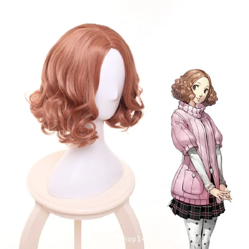 

Hot Anime Game Persona 5 Haru Okumura Cosplay Wig Halloween Play Short Curly Wig Party Stage High Quality Hair