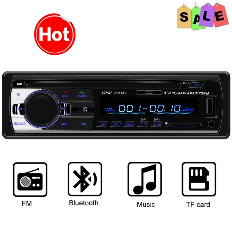 Радио автомобильная стереосистема Bluetooth Авторадио JSD 520 стерео аудио Usb AUX FM Mp3 Oto