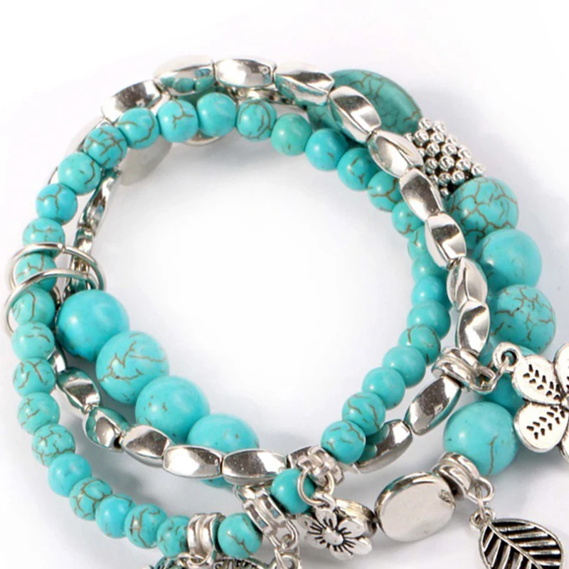 

Boho Turquesa Stones Beads Bracelets for Women Bohemian Charm Layered Bracelet 3 Pieces/set Drop Shipping