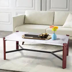 Giantex журнальный столик с акцентом коктейльный столик белый искусственный мрамор топ гостиная мебель для дома HW58606