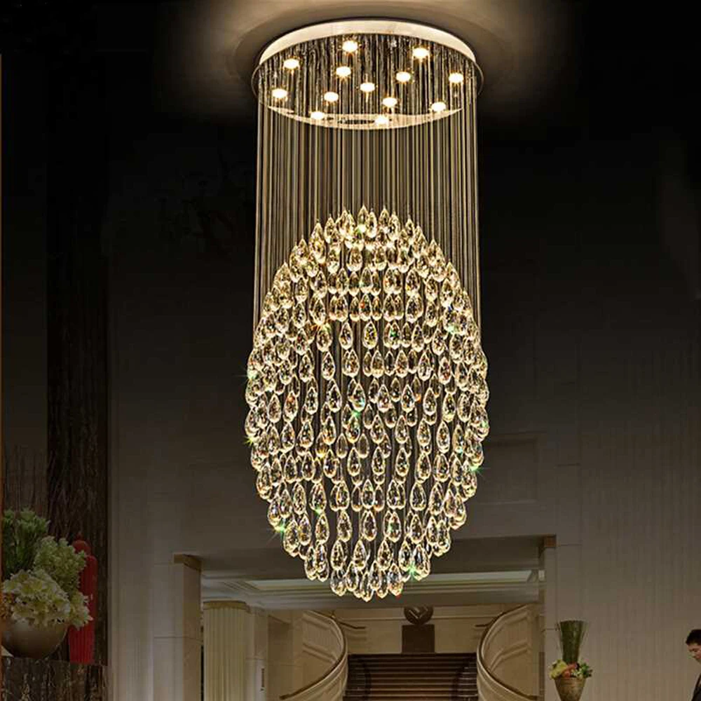 Free Shipping New Large Foyer Chandeliers Modern Crystal Lamp Wideth 80cm Project Lighting 