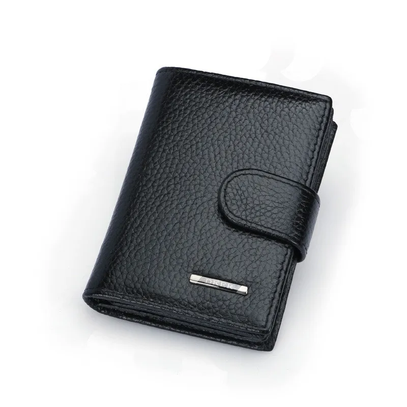 

Genuine Leather Men Credit Card Holder RFID Blocking male High Capacity Business hasp ID Card Holder Mini Wallet