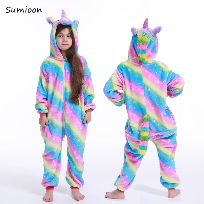 Kigurumi/Детская Пижама с единорогом; одеяло с рисунком животных; Пижама; Детский костюм; Зима г.; Новинка; комбинезон с единорогом для мальчиков и девочек