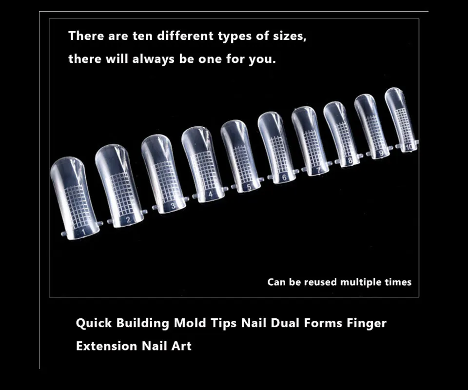 100 шт быстрое строительство полигелевая форма Типсы для ногтей двойная форма для наращивания пальцев Дизайн ногтей УФ строительный полигелевый инструмент