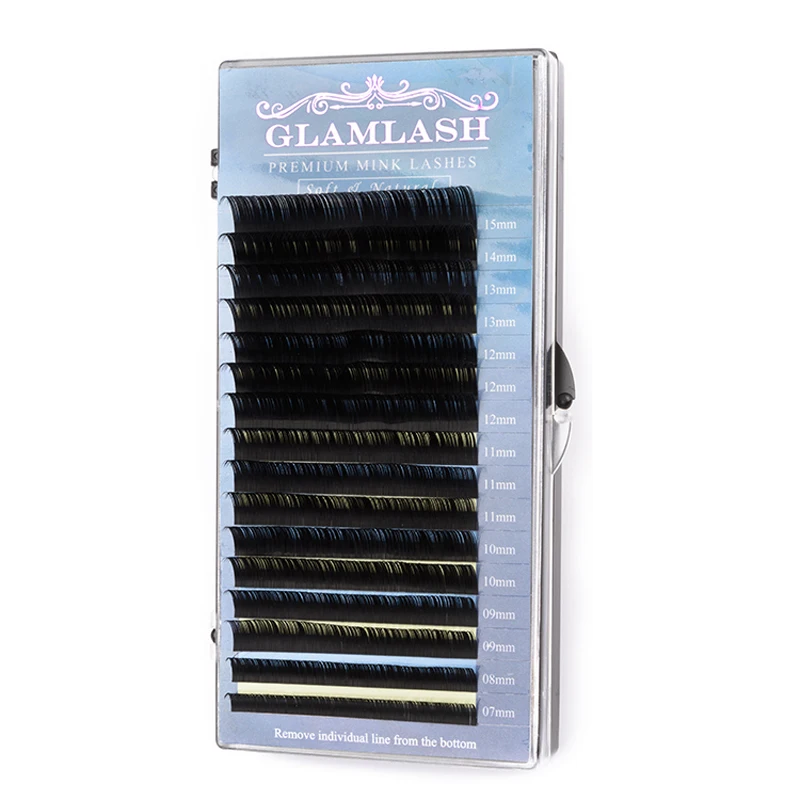 GLAMLASH J B C D Curl Lash длина 7-15 мм смешанные в один лоток для ресниц удлинение отдельных ресниц из искусственной норки Мягкие Накладные ресницы