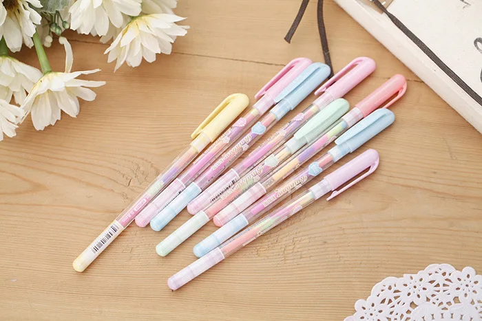 Креативные канцелярские товары в Корейском стиле, красивые цветные радужные гелевые ручки, модные офисные школьные принадлежности, ручки для рисования