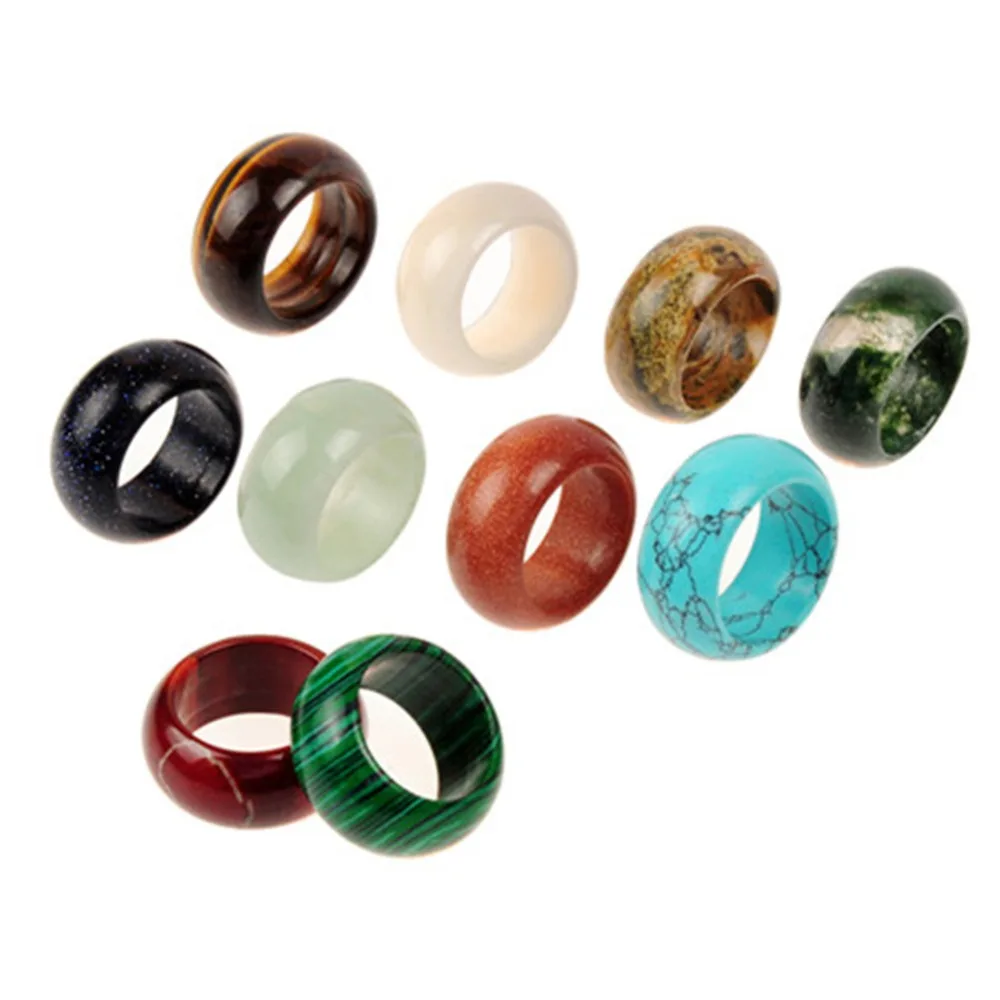 

seven chakra Fashion Assorted 12*18mm Malachite Crystal Opal Natural Stone Ring Women Men Random Mixed For Jewelry Making