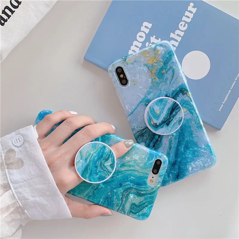 

Marble Airbag bracket case For iPhone X XS Max XR 6S 6 7 8 Plus Cover For Huawei P30 Pro P20 Lite Mate 20 Nova 2S 3 3i 3e 4 4e