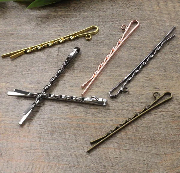 

Multi-color Plated Blank Bobby Pins Hairpins Bases with a Loop Hair Clip Findings DIY Hair Accessories Women's Jewelry Making