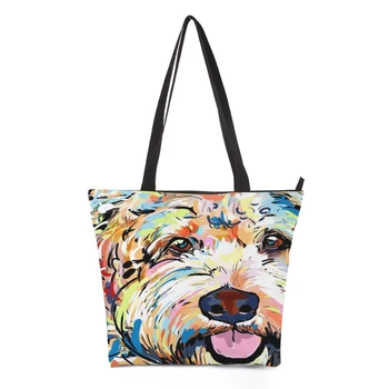 

CROWDALE DIY Customizer Women Bags Cute doges Print Shoulder Bag Tote Handbag Female Canvas bags Lady shopping bag 44.5cm*35cm