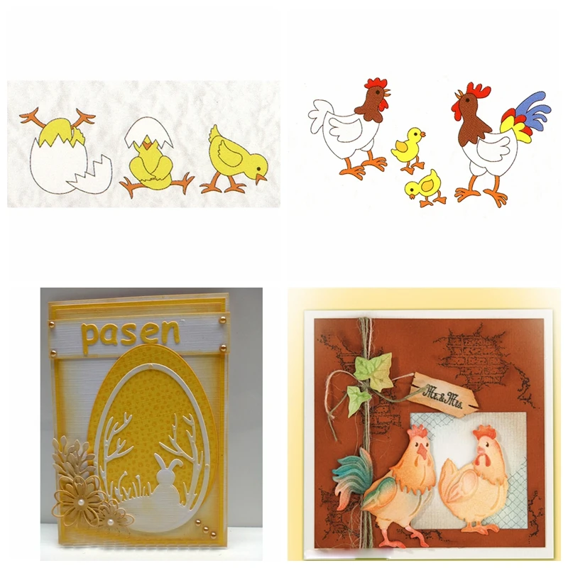 

Cute Animal Chicken Hen Cock Metal Cutting Dies Stencils for DIY Scrapbooking Embossing Decoration Paper Card Craft Die Cuts New