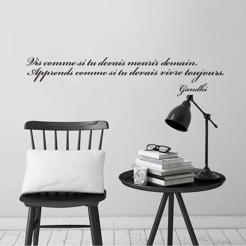 

Stickers Vie Comme Si Tu Devais Mourir Demain Vinyl Wall Art Decal Living Room Home Decor Poster Gandhi Quote House Decoration