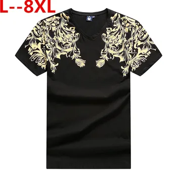 

Plus 10XL 6XL 8XL 2019 Summer new men 's clothing Slim fit short sleeved T shirt cotton round neck men' s printing t shirt brand