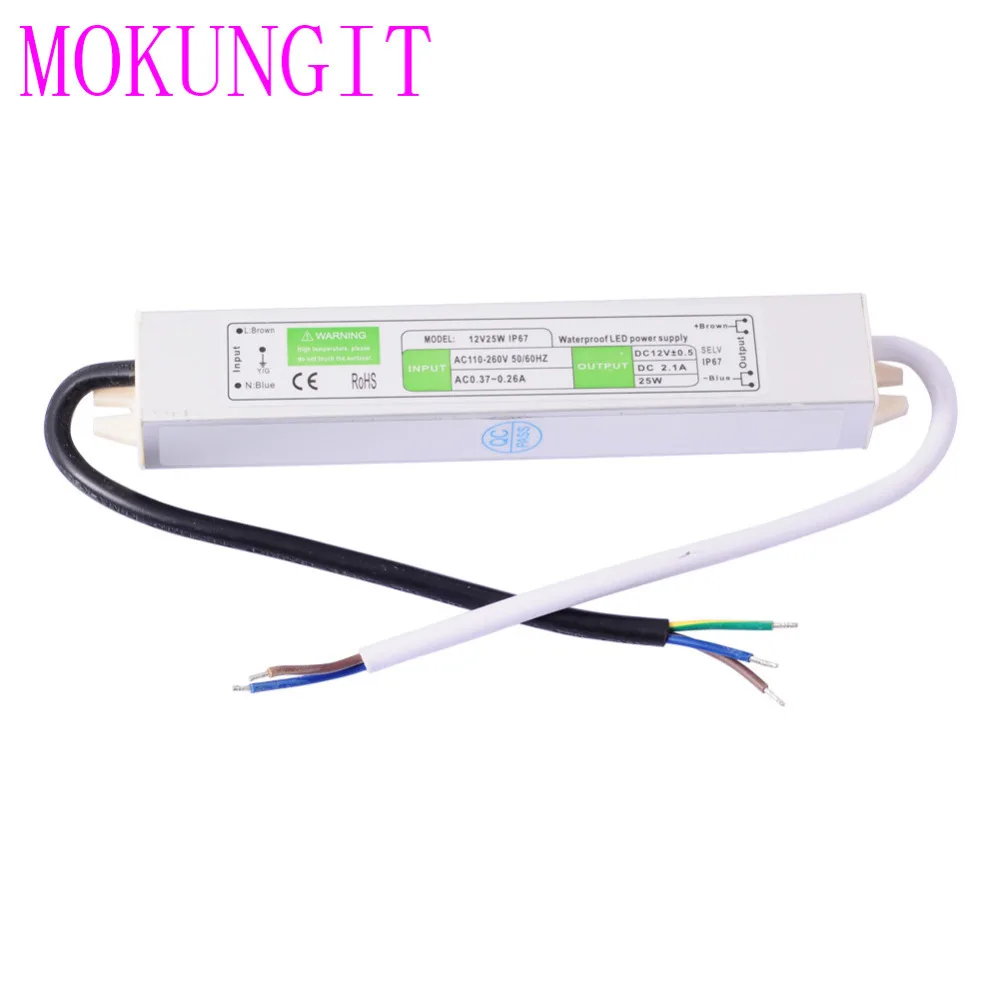 Быстрая 10 шт. DC12V 25 Вт IP67 Водонепроницаемый электронный светодиодный драйвер AC 110 В-260 В Алюминий трансформатор СВЕТОДИОДНЫЙ освещения Питание