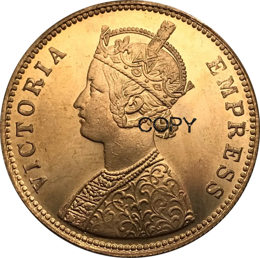 Британская Индия 1897 красная медь queen Victoria One Rupee копия монет