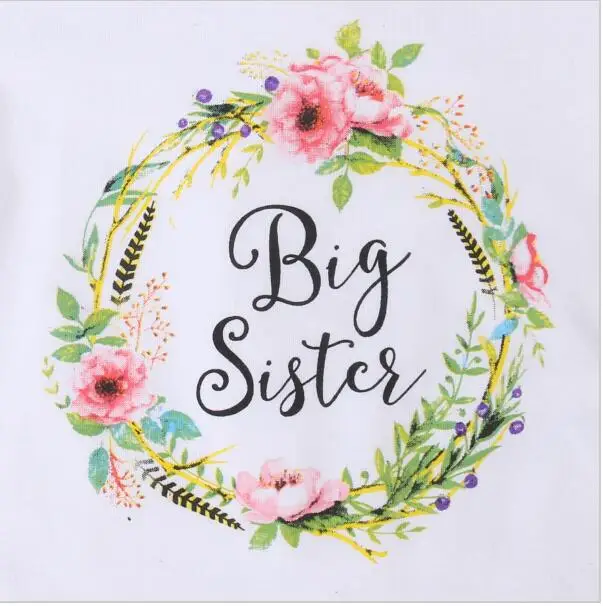 Big Sister Clothes Baby Boy Girl Cotton Romper Tops Shirt  big Brother t shirt Outfits Set Clothes Summer flower letter T shirt (4)